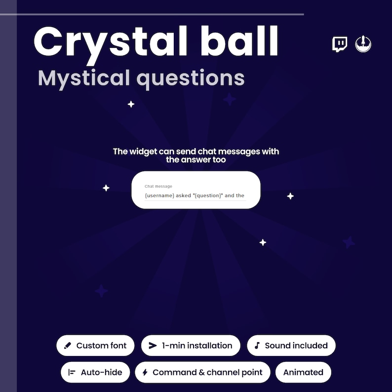 Magic Crystal Ball Twitch Widget | Channel Points or Chat Command Animated Overlay | Animated Viewer Interaction | OBS/StreamElements