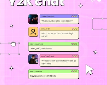 Y2K Retro Twitch Chat Overlay Widget: Animated Stream Overlay (Digital Download)