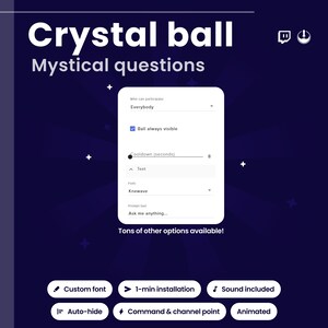 Magic Crystal Ball Twitch Widget | Channel Points or Chat Command Animated Overlay | Animated Viewer Interaction | OBS/StreamElements