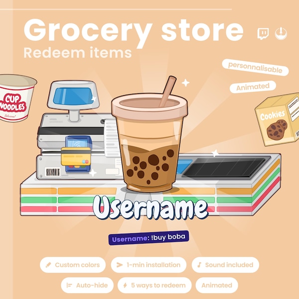 Twidget interactivo de la tienda de Twitch: Superposición animada y personalizable para cajeros y vtubers