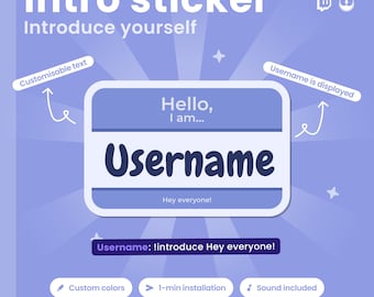 Welcome Twitch Widget Intro Sticker: Customizable Twitch stream New Chatter redeem