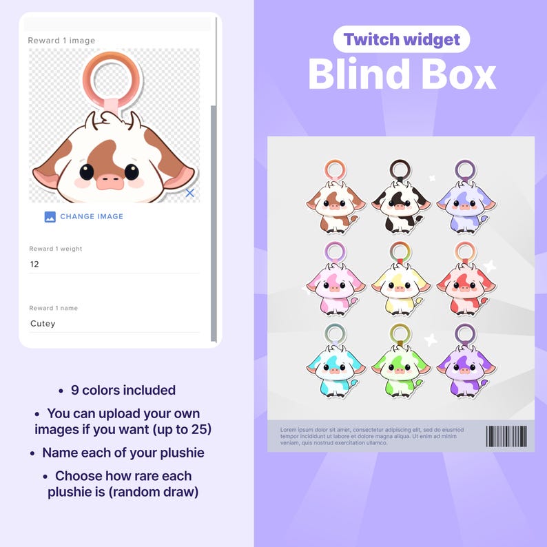 Twitch Cow Blind Box Widget: Animated Stream Overlay | Channel Points, Bits, Subs