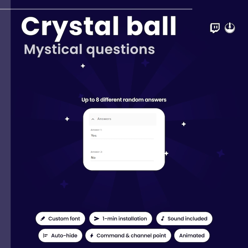 Magic Crystal Ball Twitch Widget | Channel Points or Chat Command Animated Overlay | Animated Viewer Interaction | OBS/StreamElements