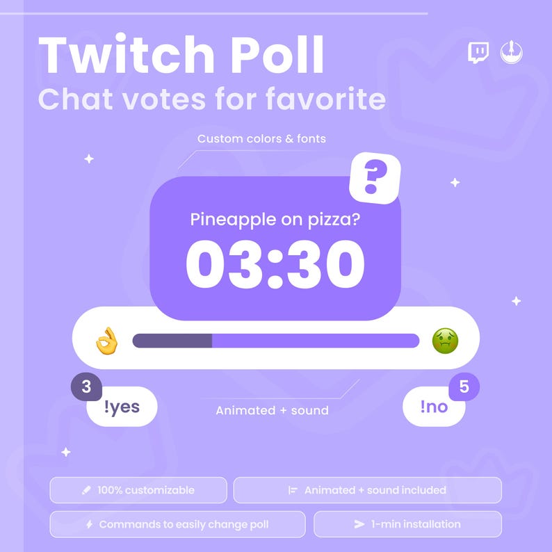 Iteractive Sticker Poll Examples Interactive Twitch Poll Widget | Chat Voting Overlay | Animated Emoji ...