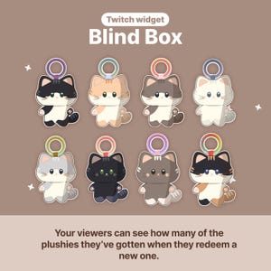 Twitch Cat Blind Box Widget – Twitch animated overlay | Channel Point & Command Triggered | Collectibles | OBS + StreamElements