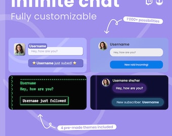 Customizable Animated Twitch Chat Overlay, 4 base themes and hundreds of customizations