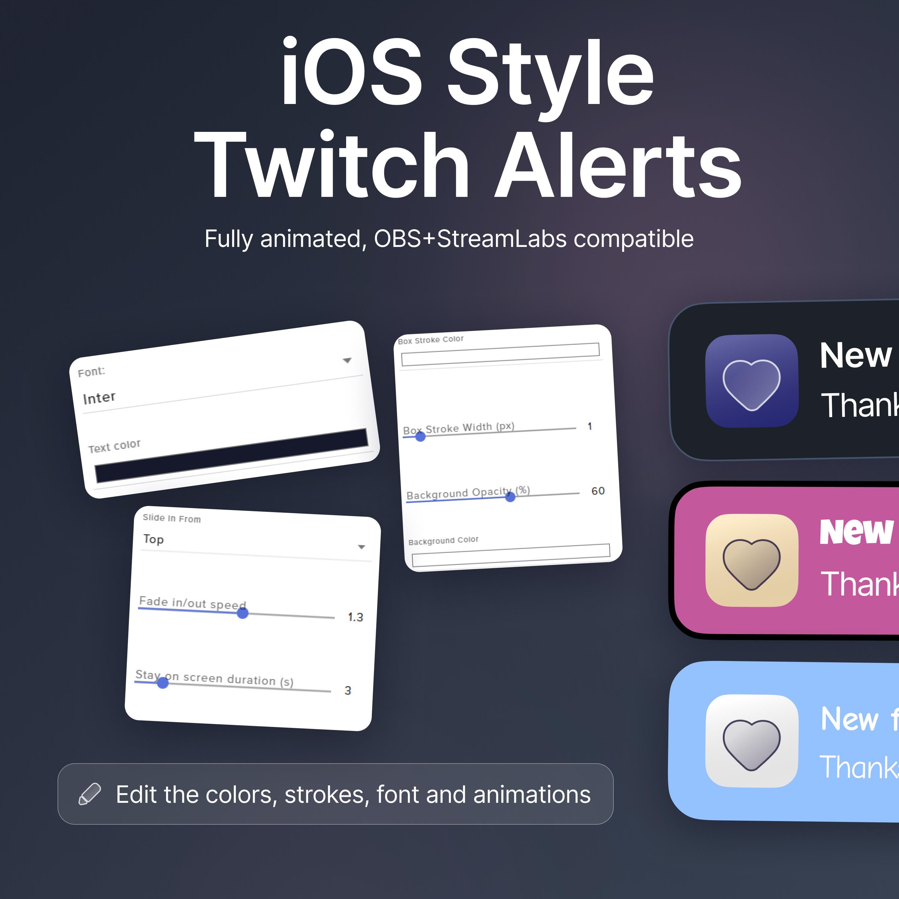 Customizable Animated Twitch Ios Style Alerts: Minimalist Overlay ...