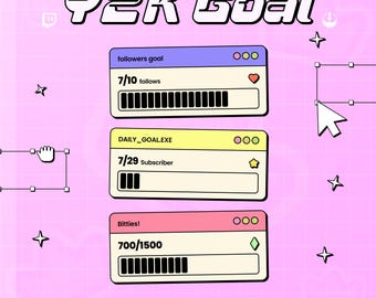 Y2K Twitch Goal Widget: Animated Stream Overlay (Digital Download)
