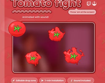 Interactive Twitch Overlay – Tomato Fight Game | Animated Tomato Throw with Sound | Fun Stream Alert