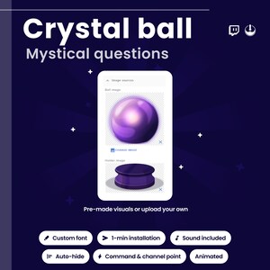 Magic Crystal Ball Twitch Widget | Channel Points or Chat Command Animated Overlay | Animated Viewer Interaction | OBS/StreamElements