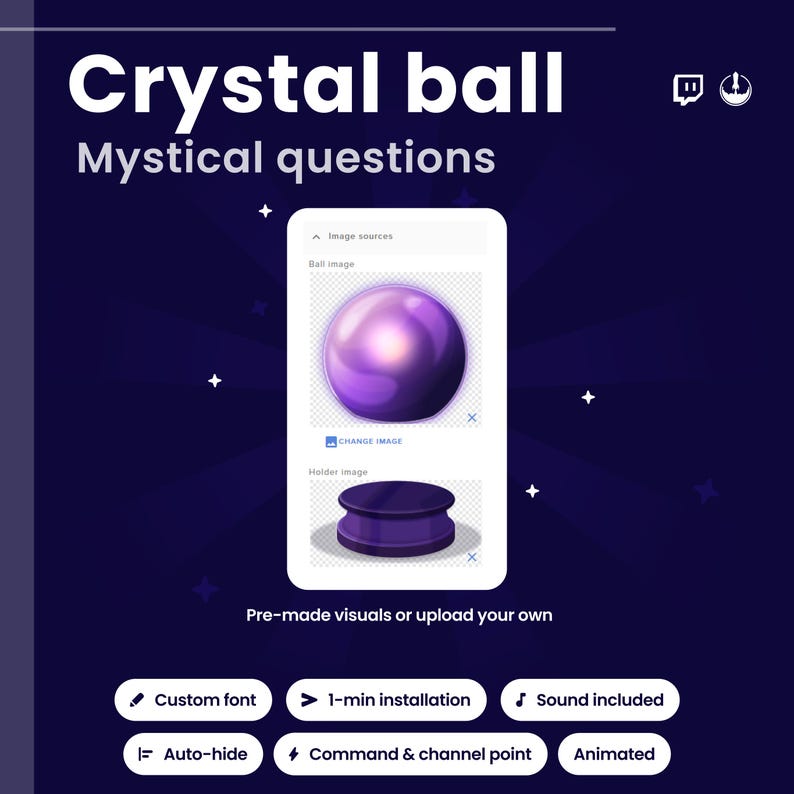 Magic Crystal Ball Twitch Widget | Channel Points or Chat Command Animated Overlay | Animated Viewer Interaction | OBS/StreamElements