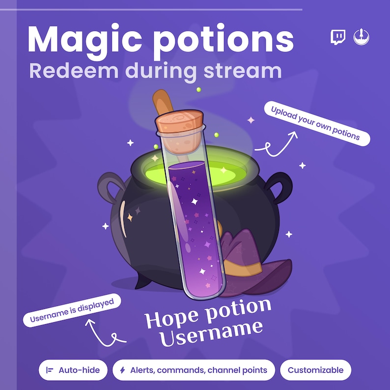 Twitch Potion Animation Widget – Interactive Witch Cauldron for StreamElements | Animated Overlay for Channel Points, Subs, Bits & More!