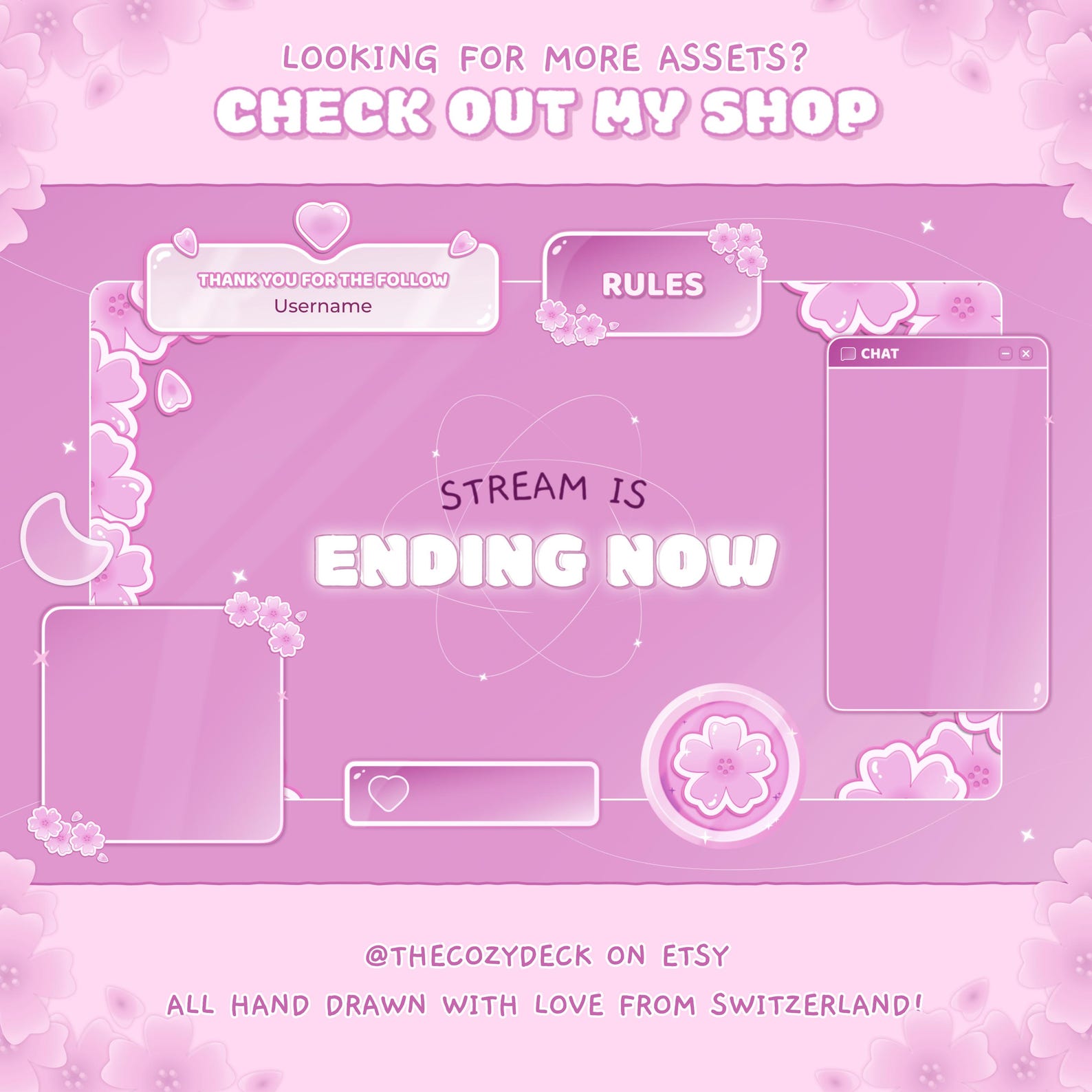 Loading Screen For Stream Sakura Twitch Screens Stream Overlay Pack: Animated Kawaii Starting ...