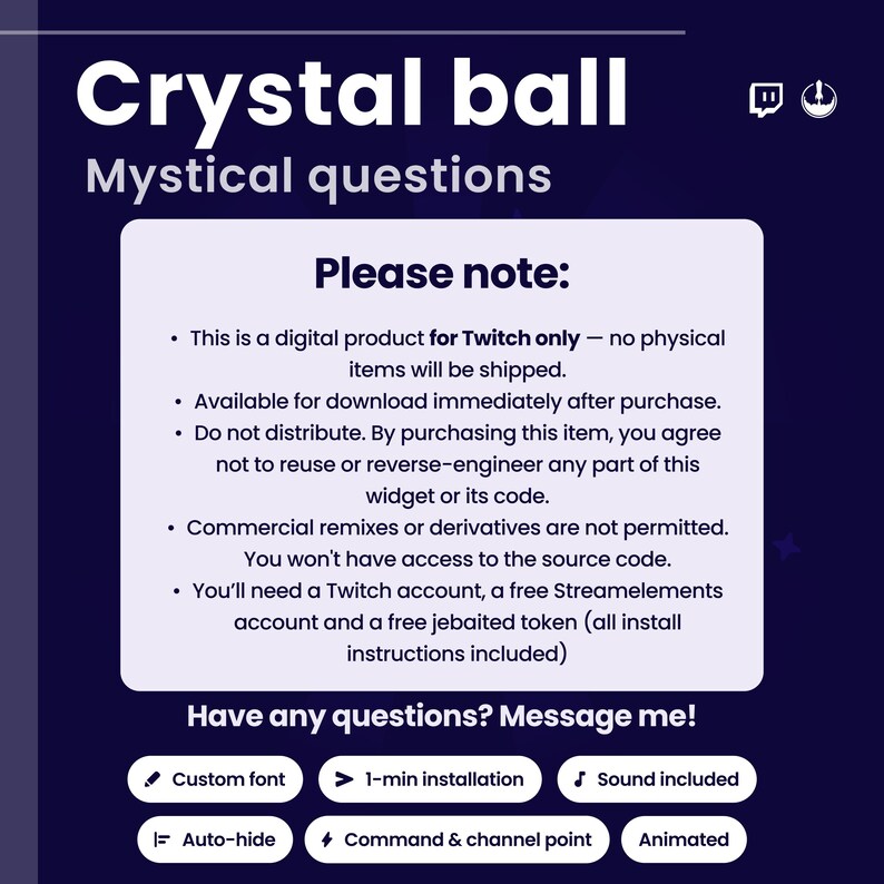 Magic Crystal Ball Twitch Widget | Channel Points or Chat Command Animated Overlay | Animated Viewer Interaction | OBS/StreamElements
