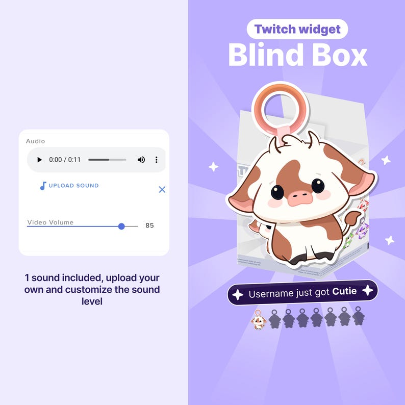 Twitch Cow Blind Box Widget: Animated Stream Overlay (Digital download)