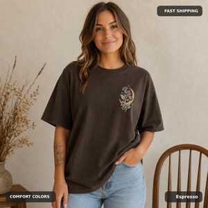 Halloween Botanical Comfort Colors Shirt, Poison Garden Moth Front and Back Print image 5