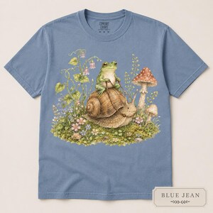Frog Shirt Comfort Colors 1717, Cottagecore Frog Tee, Cute Snail Frog Shirt, Mushroom Nature Lover Gift, Fairycore Woodland Tee image 9