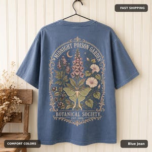 Halloween Botanical Comfort Colors Shirt, Poison Garden Moth Front and Back Print image 8