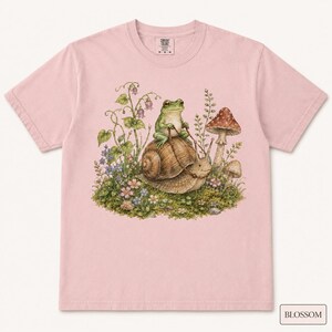 Frog Shirt Comfort Colors 1717, Cottagecore Frog Tee, Cute Snail Frog Shirt, Mushroom Nature Lover Gift, Fairycore Woodland Tee image 10