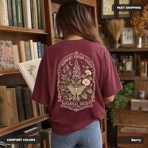 Halloween Botanical Comfort Colors Shirt, Poison Garden Moth Front and Back Print image 10
