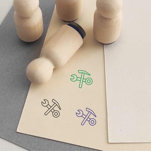 Ηammer and wrench stamp for scrapbooking, cards, clay | Mini Stamp | Planner Stamp | Multipurpose Stamp |