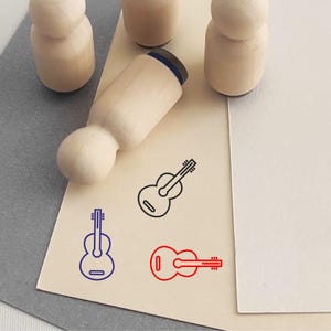 Guitar stamp for scrapbooking, cards, clay | Mini Stamp | Planner Stamp | Multipurpose Stamp |