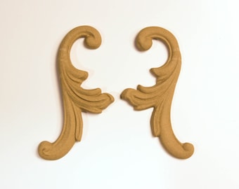 Wooden Decoration set 2 pieces 9.5 Χ 4 cm - Bending model - Flexible - Wood decoration - Wooden Furniture Moulding