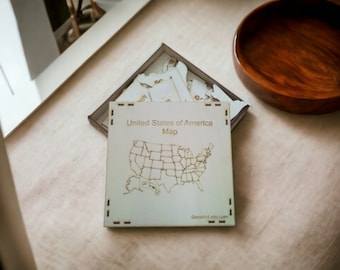 United States of America -USA MAP - Wood Puzzle with 3mm plywood (30.8 x 18.9 inches)