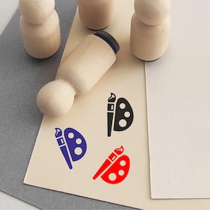 Brush and palette stamp for scrapbooking, cards, clay | Mini Stamp | Planner Stamp | Multipurpose Stamp |