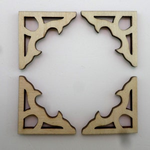 Wooden Corners - set of 4 pieces - Embellishments for journals, notebooks, diaries, sketchbooks COR005