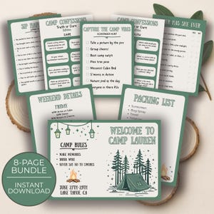 Camp Bachelorette Party Printable | Editable Camp Bach Invite & Itinerary Template | Girls Trip Itinerary | Instant Download | Cabin Bach