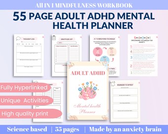 ADHD Therapy Workbook: Mental Health Planner, Goal Setting Journal (Goodnotes, iPad Compatible) (PDF File)
