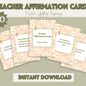 Cartes d'affirmation de l'enseignant, cartes d'affirmation imprimables, mantras motivants pour les enseignants, cadeaux pour les nouveaux enseignants, appréciation des enseignants