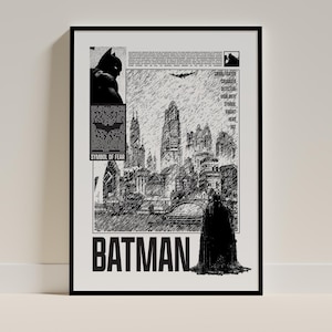 Batman Poster, Print, DC Comics, Gotham, Dark Knight, Minimal Poster, Digitaldruck