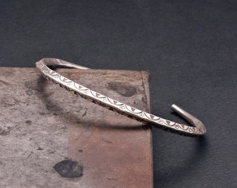 Sterling Silver Stacking Thin Cuff Bracelet, Men's Gift Minimalist Cuff Bracelet, Men's Jewelry
