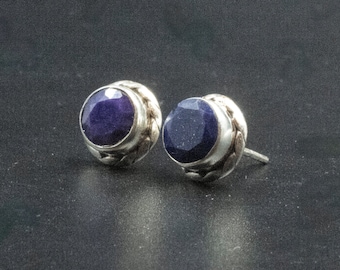 Lapis Lazuli Sterling Silber Ohrstecker für Männer und Frauen, Edelstein Alltag Ohrstecker, Unisex Lapis Lazuli Schmuck