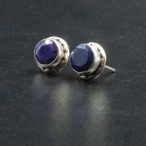 Lapis Lazuli Sterling Silver Stud Earrings: Unisex Gemstone Jewelry