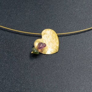 Solid Gold 18 Karats Heart Pendant, Delicate Love Necklace, Valentine's Gift for Her