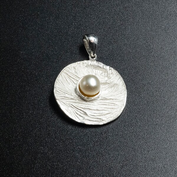 White Cultured Pearl Sterling Silver Pendant, Pearl Anniversary Necklace, Pearl Bridal Jewelry, June Lucky Birthstone