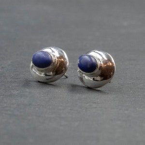 Blue Lapis Lazuli Sterling Silver Stud Earrings: Handmade Gemstone Jewelry