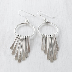 Sterling Silver Fringe Earrings: Boho Dangle Earrings