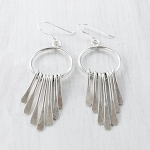 Sterling Silver Fringe Earrings, Dangle Bohemian Earrings, Modern Hippie Lightweight Earrings, Boho Chic Earrings for Women, Boho Jewelry image 1