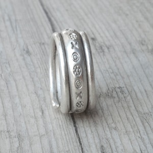 Twisted Sterling Silver Wide Band Ring: Handmade Boho Wedding Band