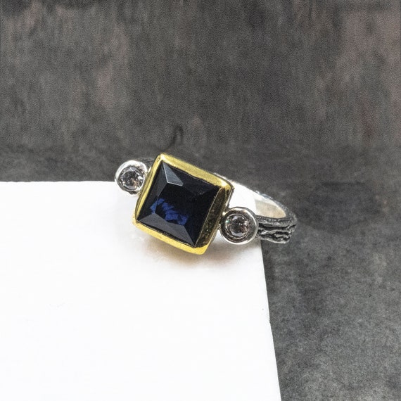 black sapphire ring gold