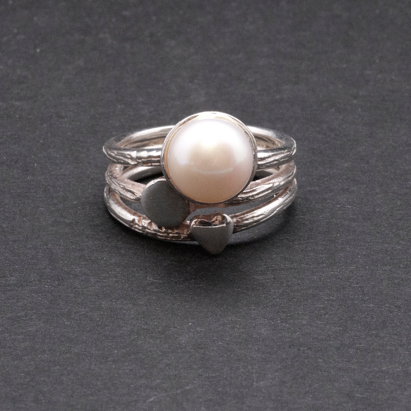 White Pearl Ring Stacking 925 Silver Natural Pearl Ring June | Etsy