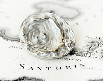 Santorini Old Map Sterling Silver Large Pendant, Men or Women Wearable Art Necklace, Map Jewelry, Greek Fine Jewelry