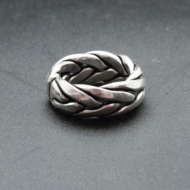 Sterling Silver Braided Wide Band Ring for Men and Women, Jewelry for Men, Men's Gift, Modern Boho Engagement Ring image 7