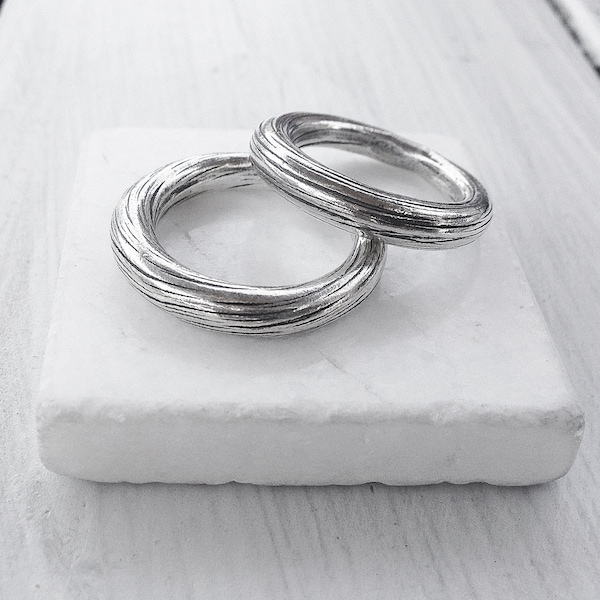 Thick Sterling Silver Band Ring: Minimalist Stackable Wedding Ring
