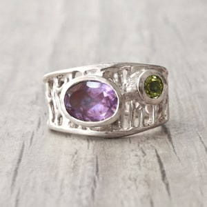 925 Sterling Silver Ring Iolite Amethyst Peridot Sapphire Gemstone Jewelry Size