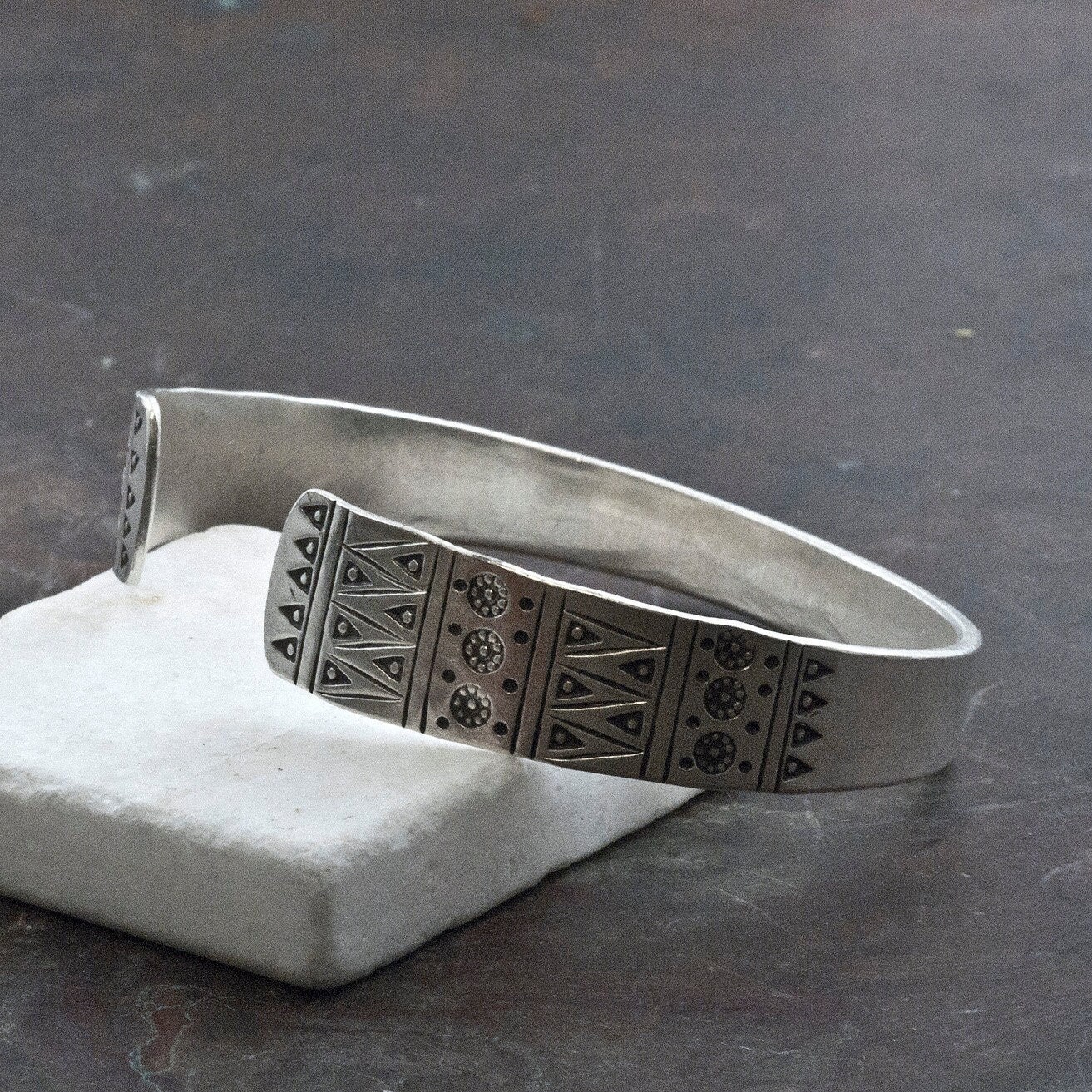 Starry Night Thick Native American Navajo Sterling Silver Heavy Slim Bracelet Starry Night Thick Native American Navajo Sterling Silver Heavy Slim Bracelet